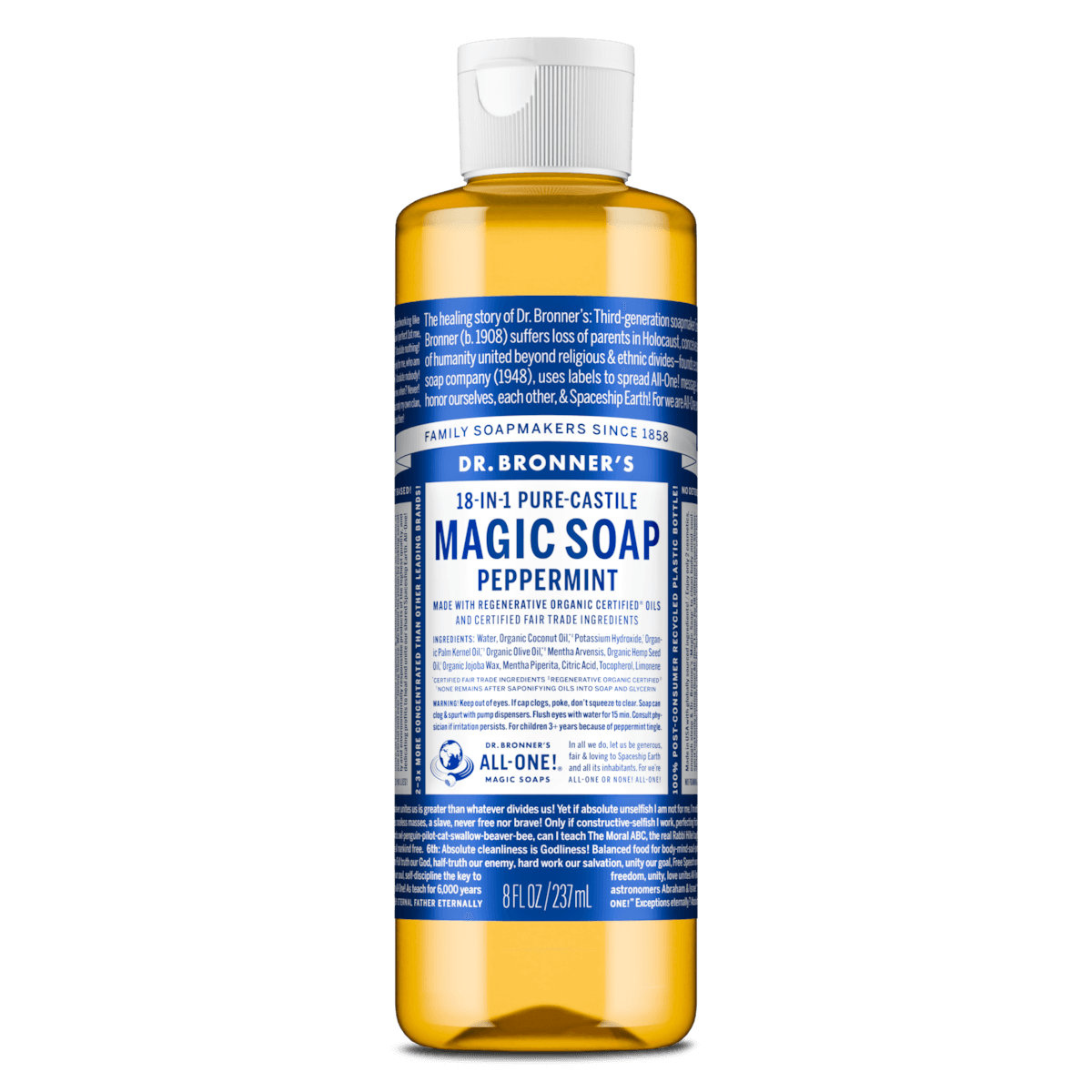 Dr Bronner's Pure Castile Liquid Magic Soap Peppermint 237ml