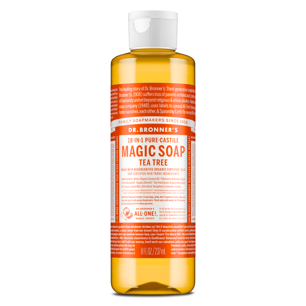 Dr Bronner's Pure Castile Liquid Magic Soap Tea Tree 237ml