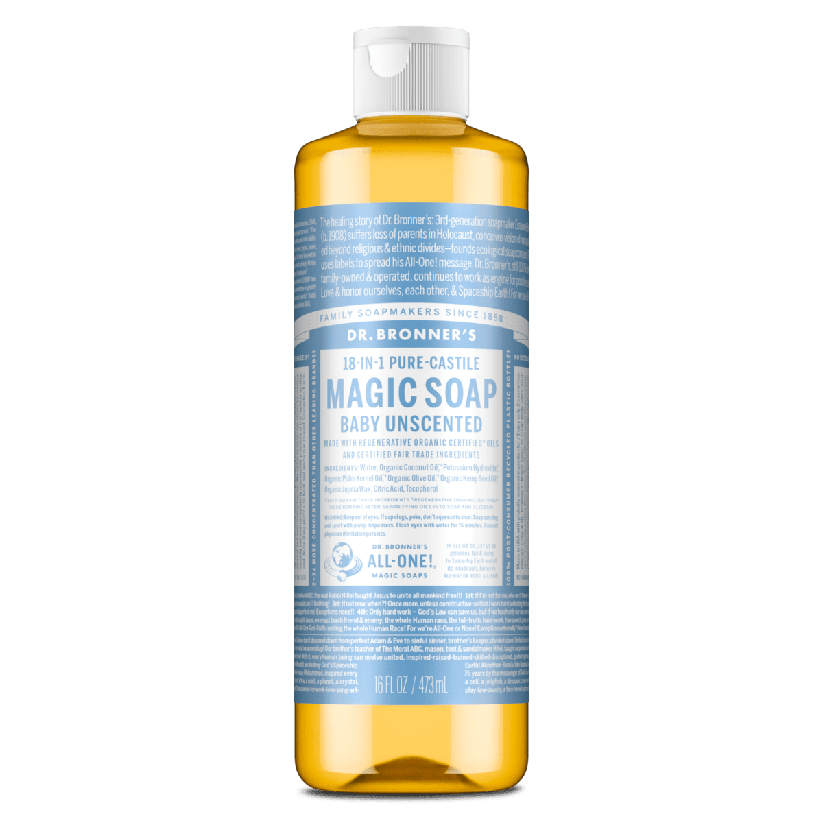 Dr Bronner's Pure Castile Liquid Magic Soap Baby Unscented 473ml
