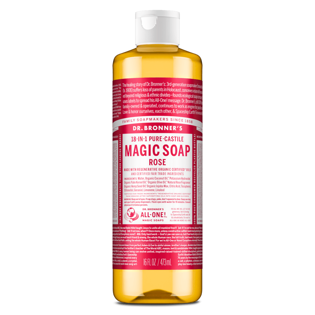 Dr Bronner's Pure Castile Liquid Magic Soap Rose 473ml