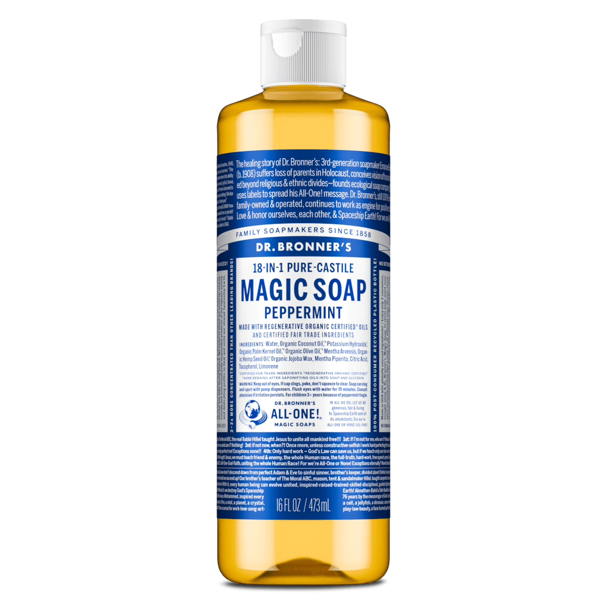 Dr Bronner's Pure Castile Liquid Magic Soap Peppermint 473ml