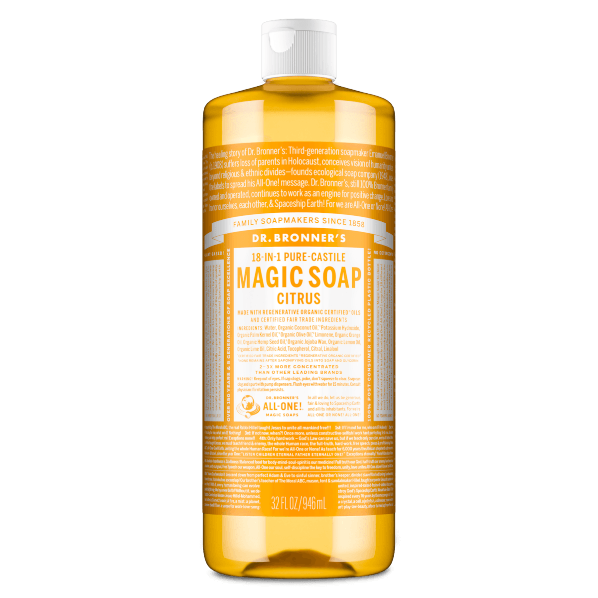 Dr Bronner's Pure Castile Liquid Magic Soap Citrus 946ml