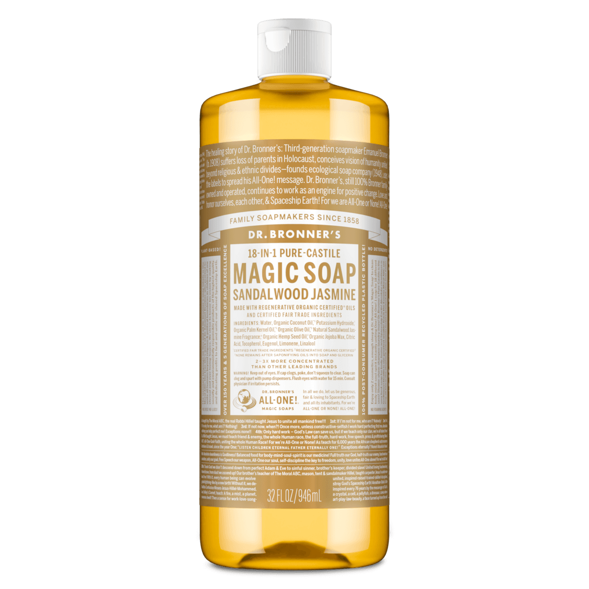 Dr Bronner's Pure Castile Liquid Magic Soap Sandalwood Jasmine 946ml