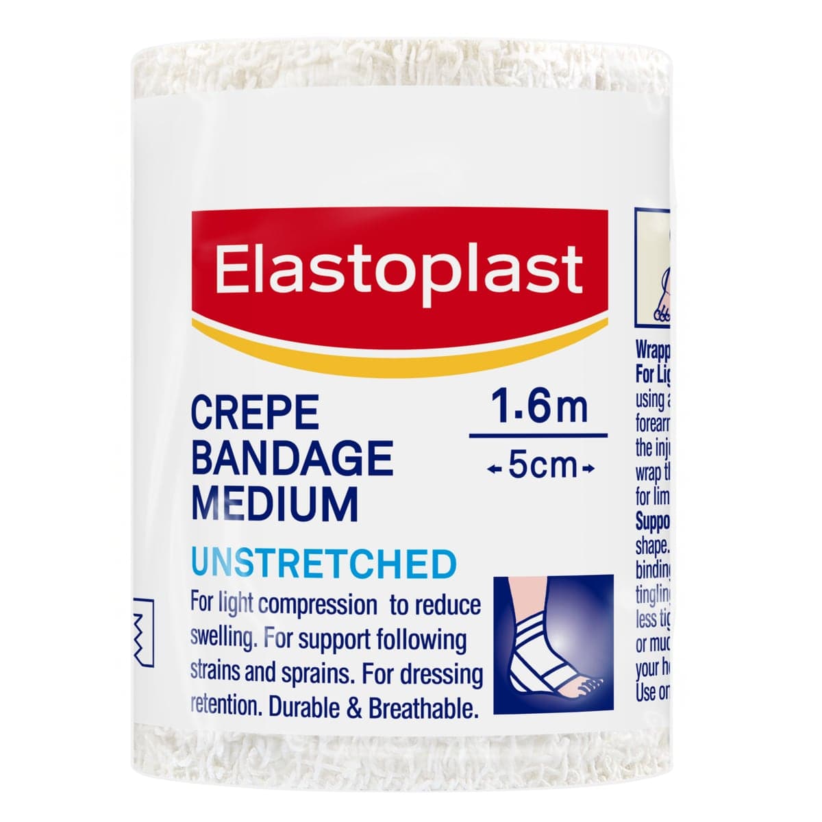 Elastoplast Medium Weight Crepe Bandage Unstretched 5cm x 1.6m Roll