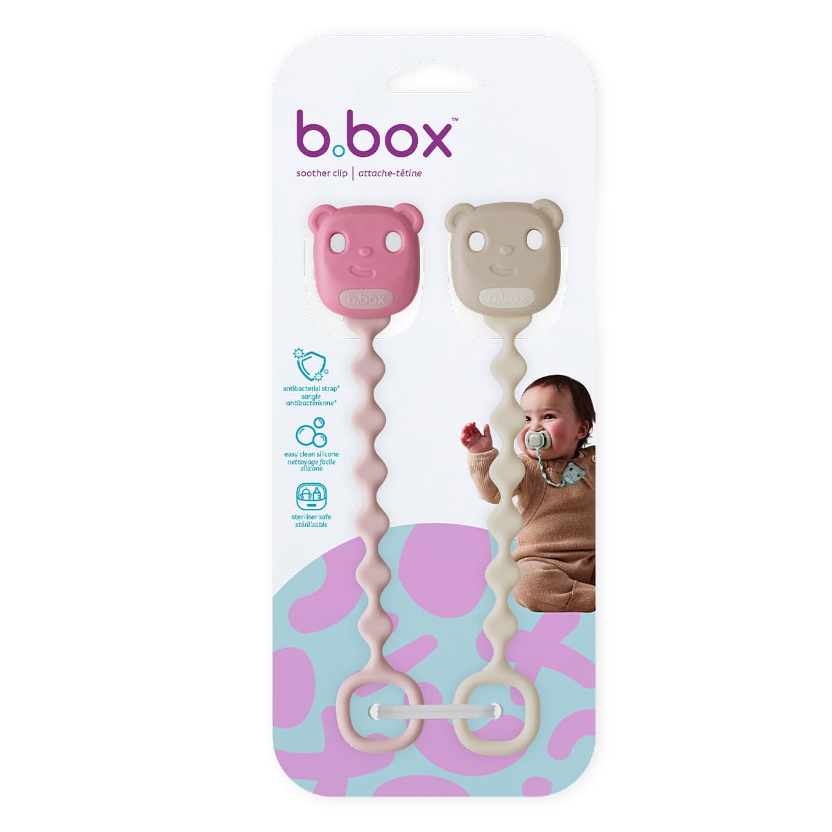 B.box Soother Clips - Blush + Vanilla
