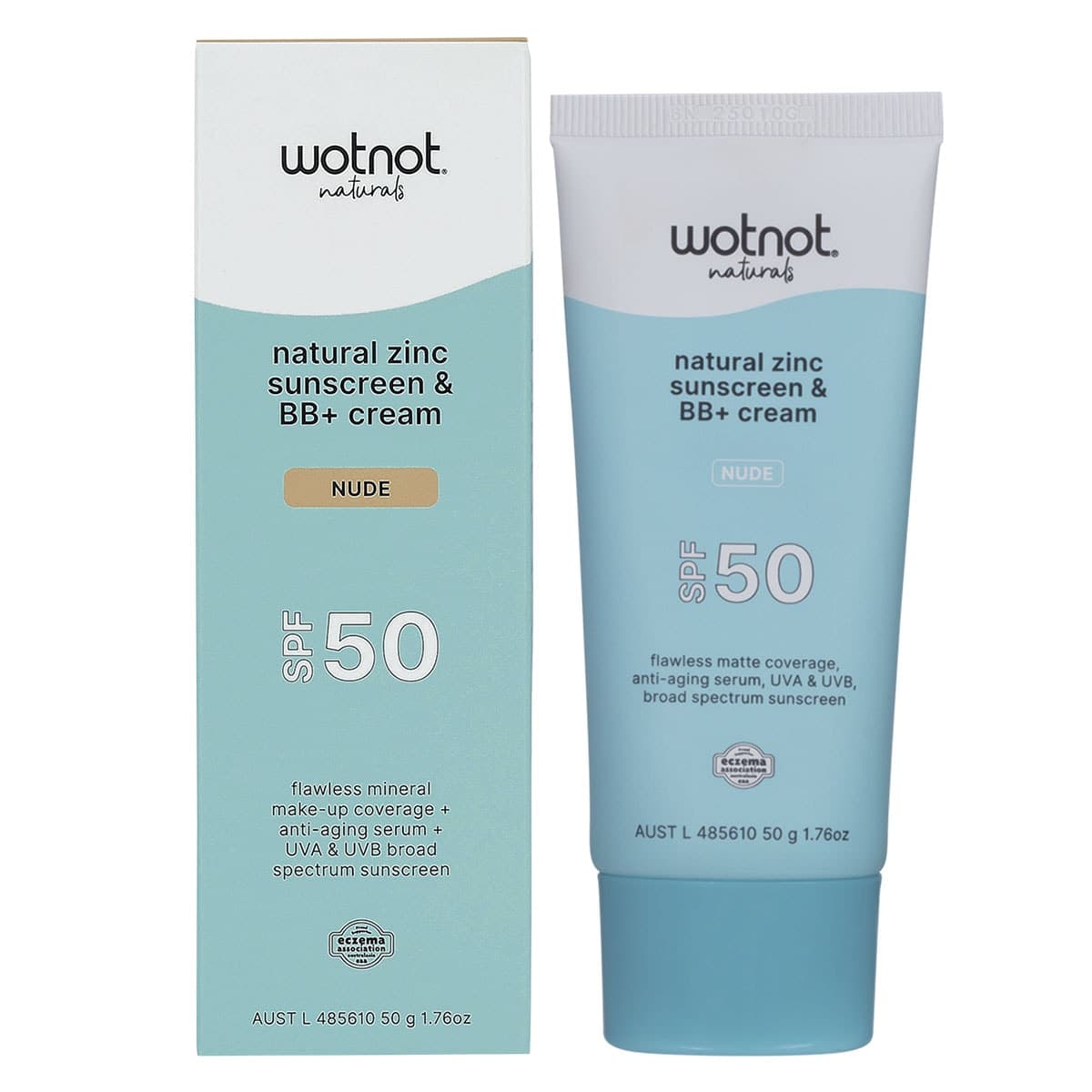 Wotnot Face Sunscreen BB Cream + Mineral Makeup Nude SPF50 50g