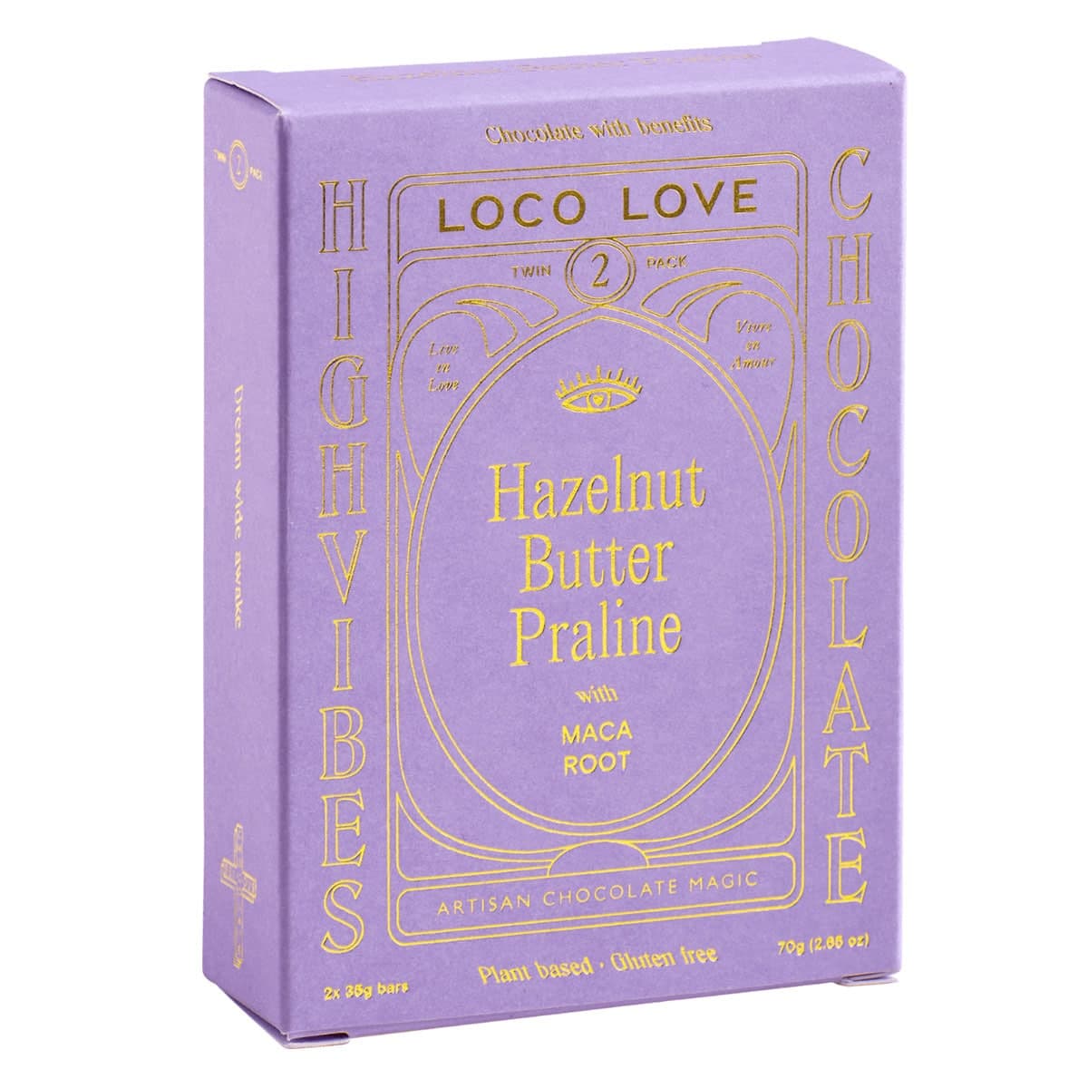 Loco Love Twin Hazelnut Praline Chocolate Bar 70g