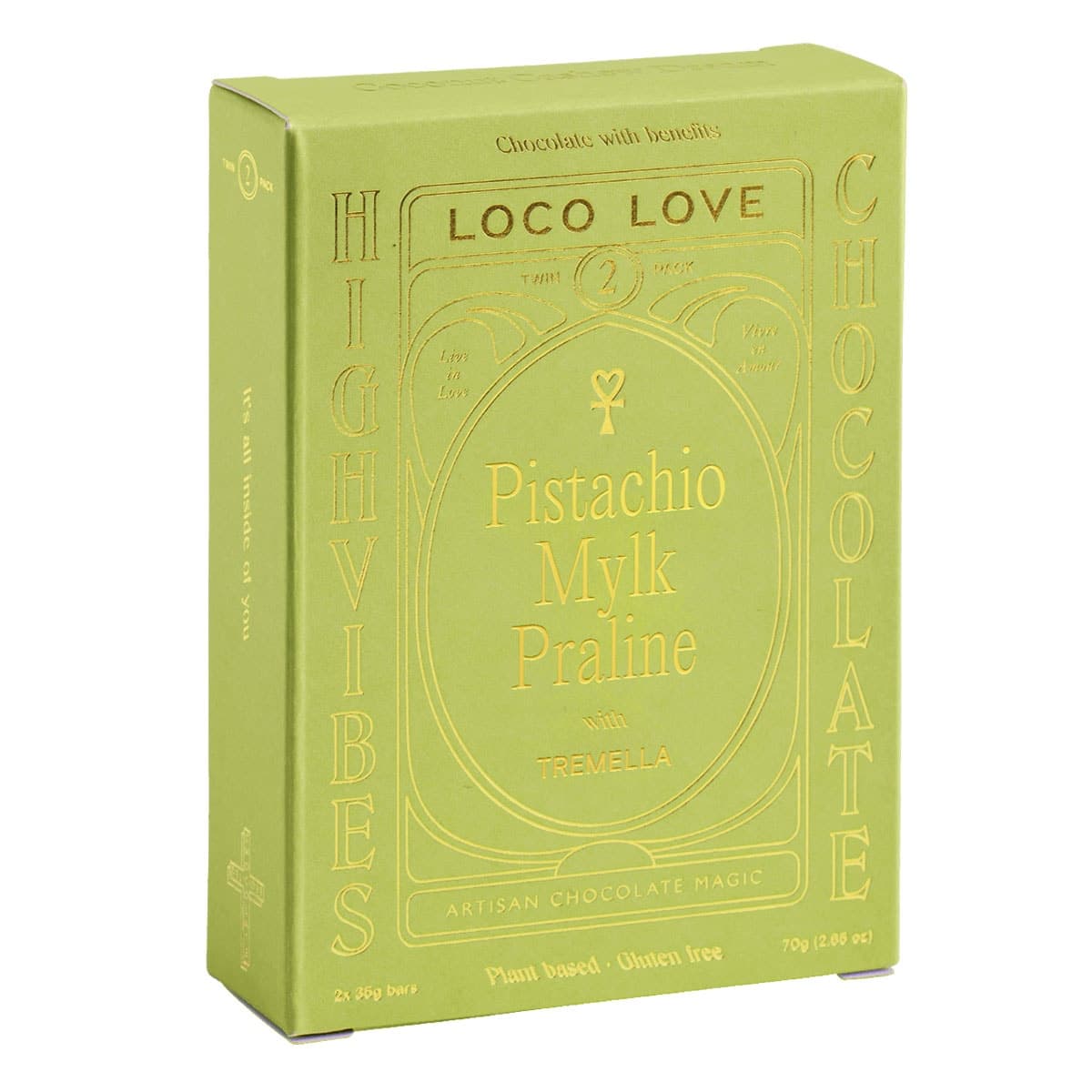 Loco Love Twin Pistachio Mylk Praline Chocolate Bar 70g