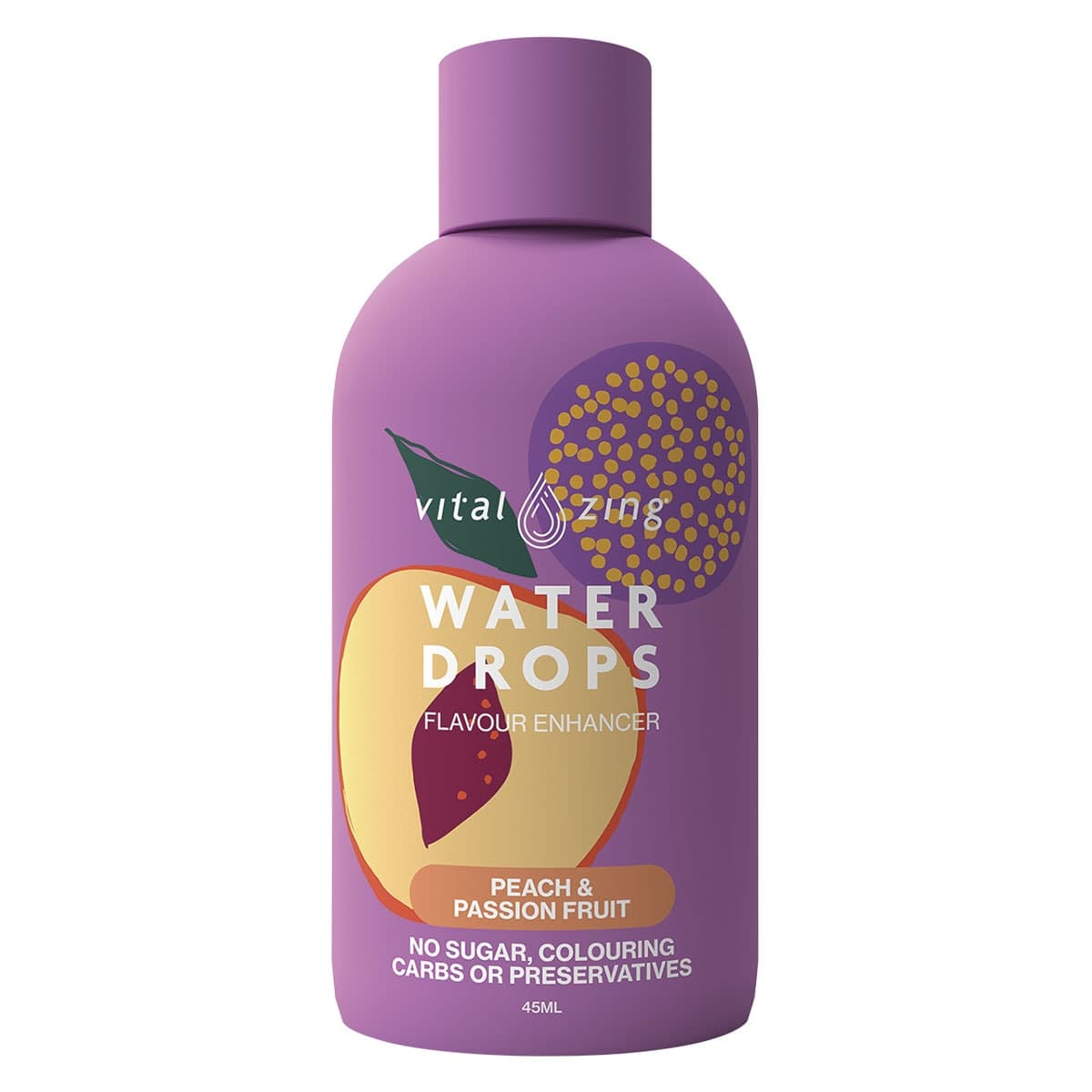 Vital Zing Water Drops Peach & Passionfruit 45ml