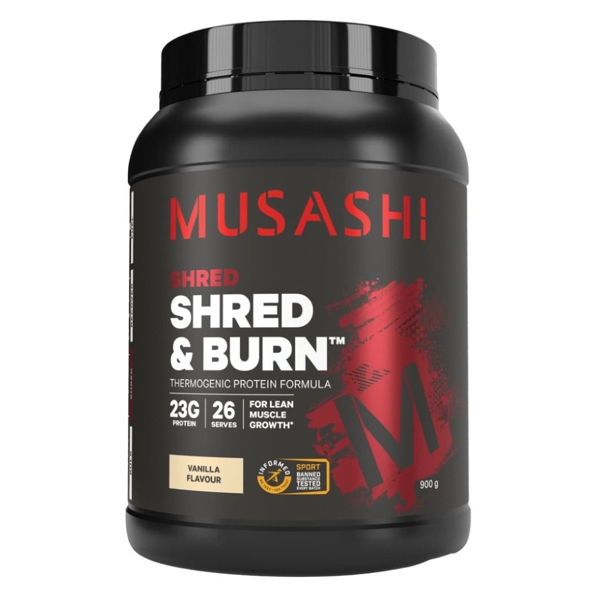 Musashi Shred & Burn Protein Vanilla Milkshake 900g