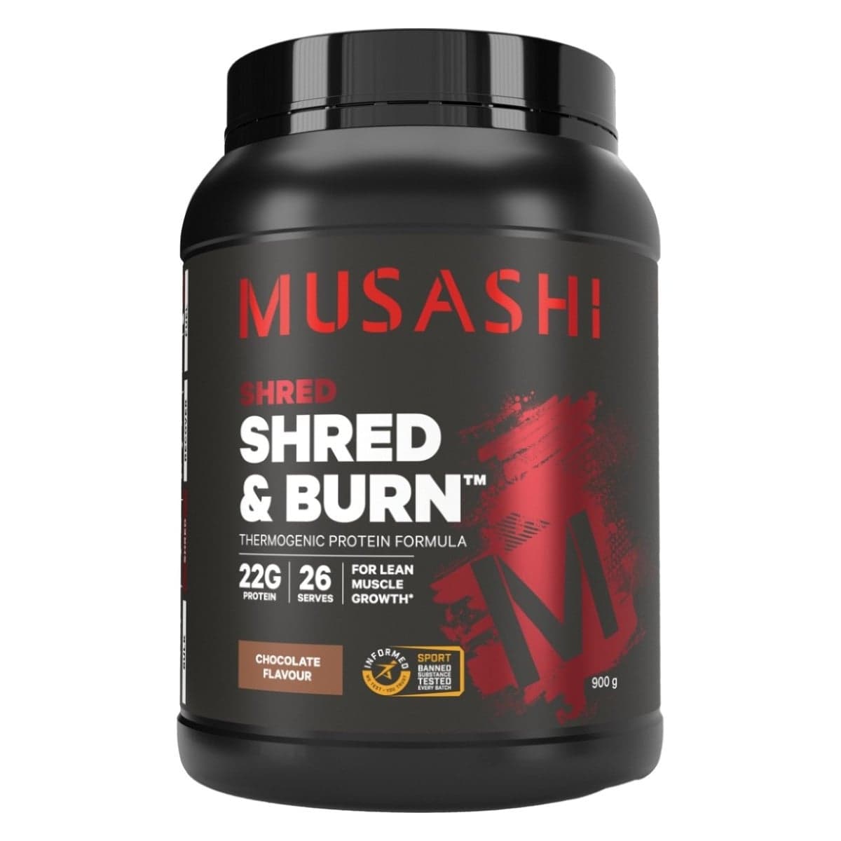 Musashi Shred & Burn Protein Powder Chocolate 900g
