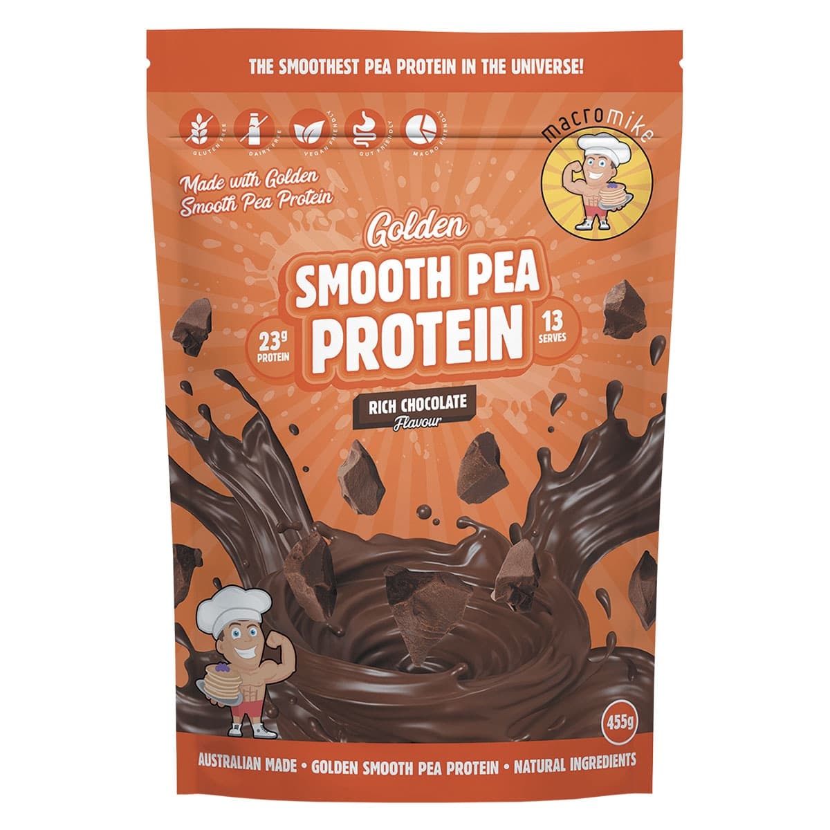 Macro Mike Golden Smooth Pea Protein Rich Chocolate 455g