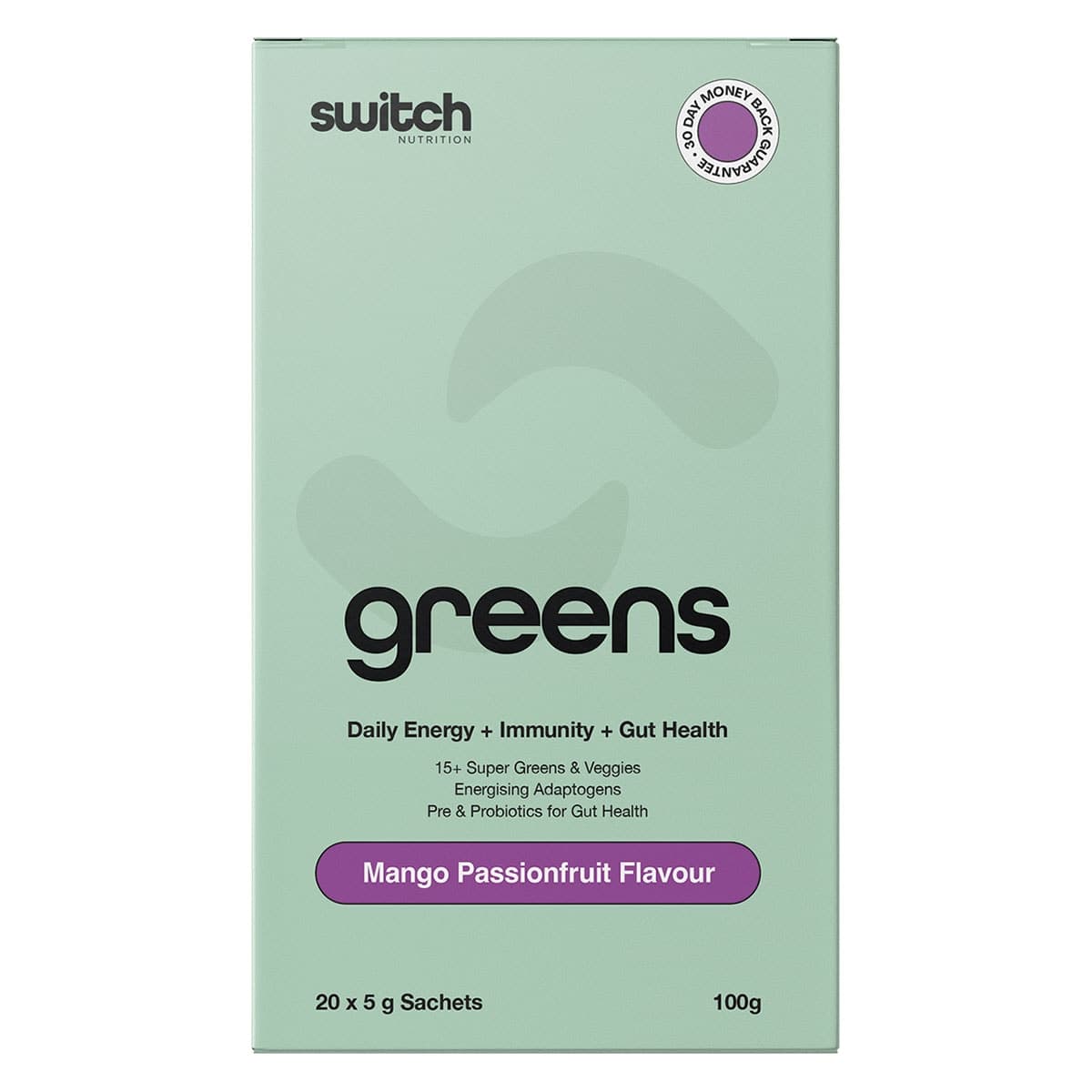 Switch Nutrition Greens Powder Mango Passionfruit 20 x 5g Sachets