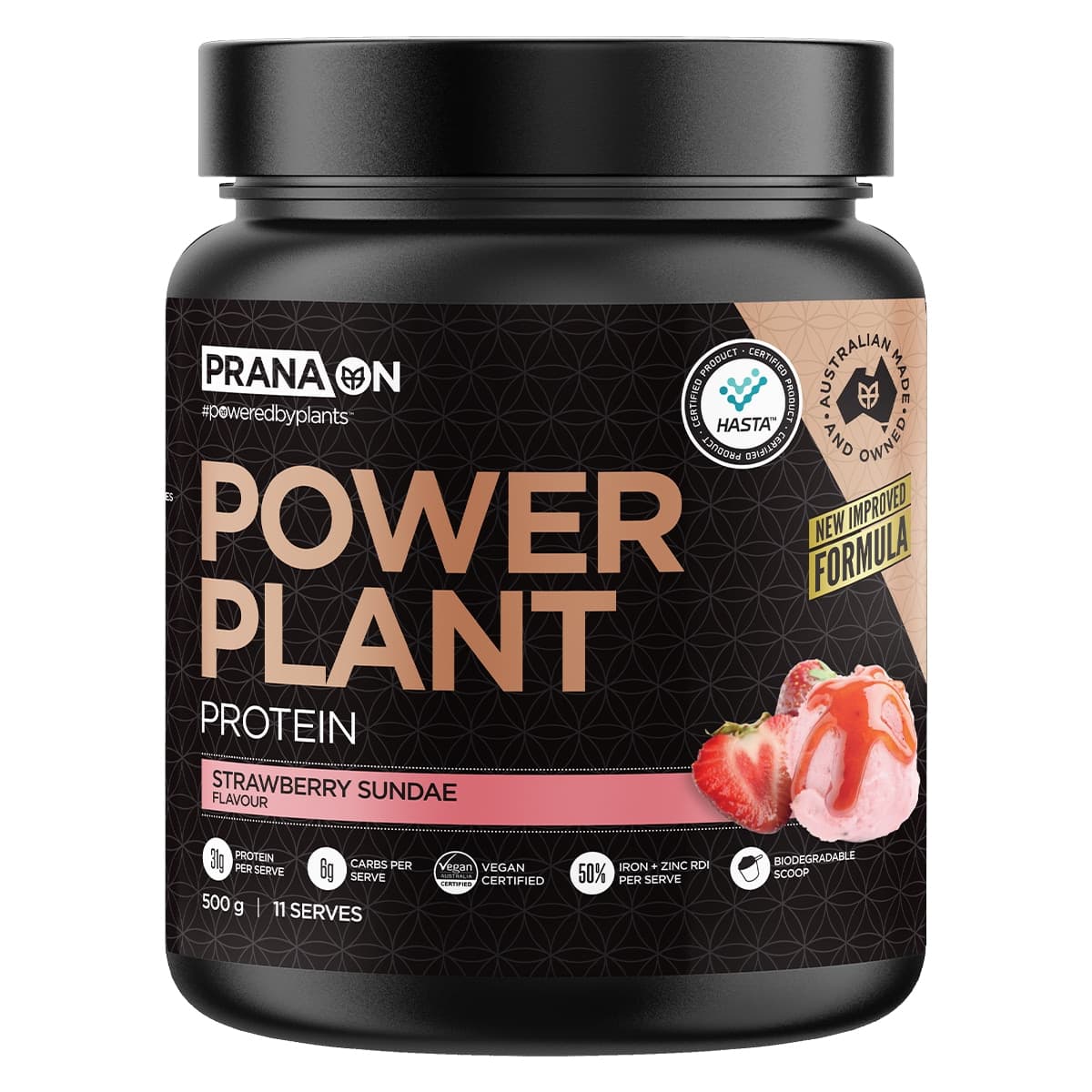 Pranaon Power Plant Protein Strawberry Sundae 500g