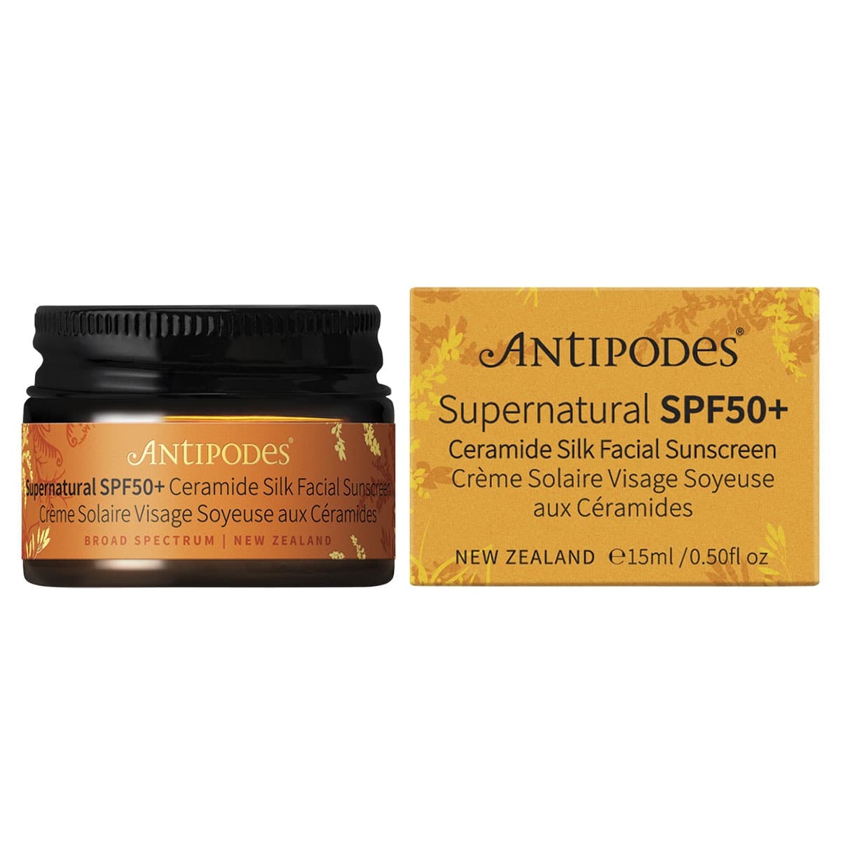 Antipodes Supernatural SPF50+ Ceramide Silk Facial Sunscreen Mini 15ml
