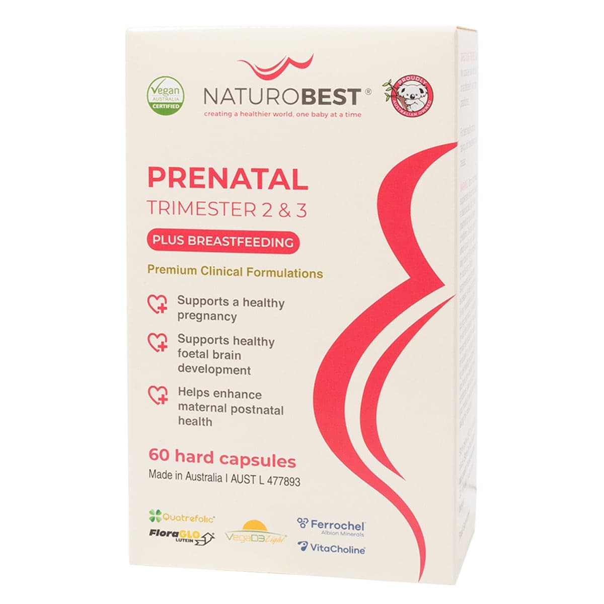 NaturoBest Prenatal Trimester 2 & 3 Plus Breastfeeding 60 Capsules