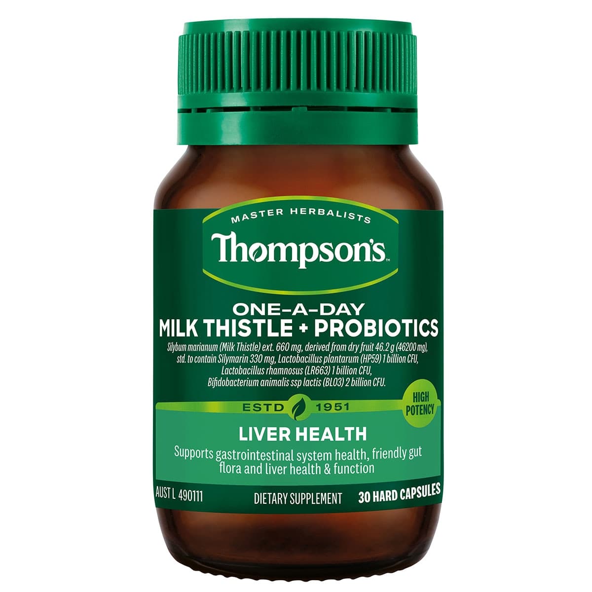 Thompson's One-A-Day Milk Thistle + Probiotic 30 Capsules
