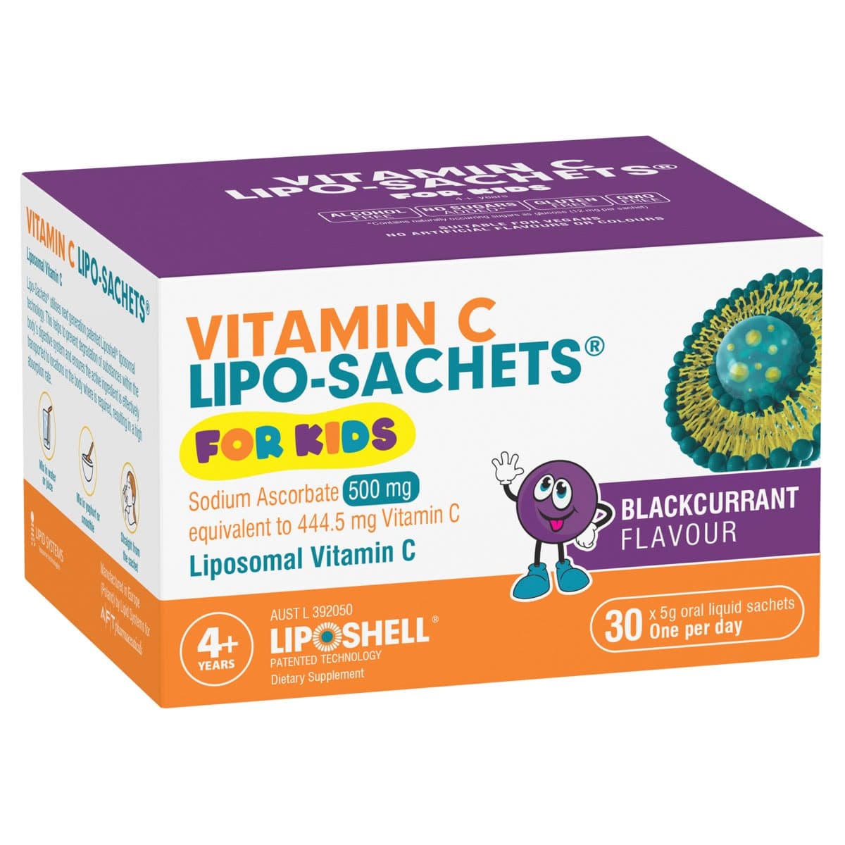Lipo-Sachet Kids Vitamin C 500mg Blackcurrant Liquid Sachets 30 x 5g