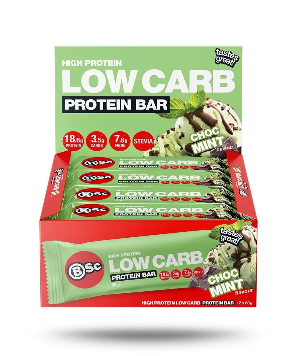 BSc High Protein Low Carb Bar Choc Mint Box 12 x 60g