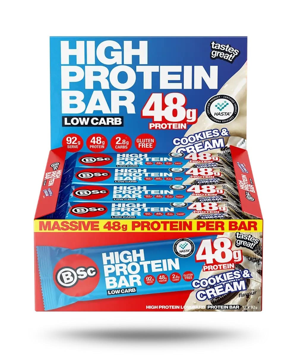 BSc High Protein Low Carb Bar Cookies & Cream Box 12 x 92g
