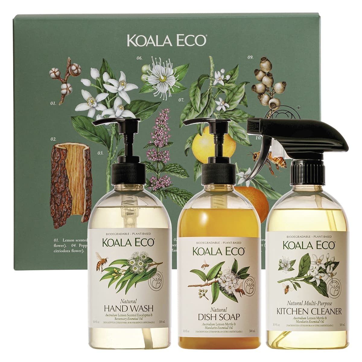 Koala Eco Gift Hand Wash Kitchen Cleaner & Dish Soap Gift Pack 3 x 500ml