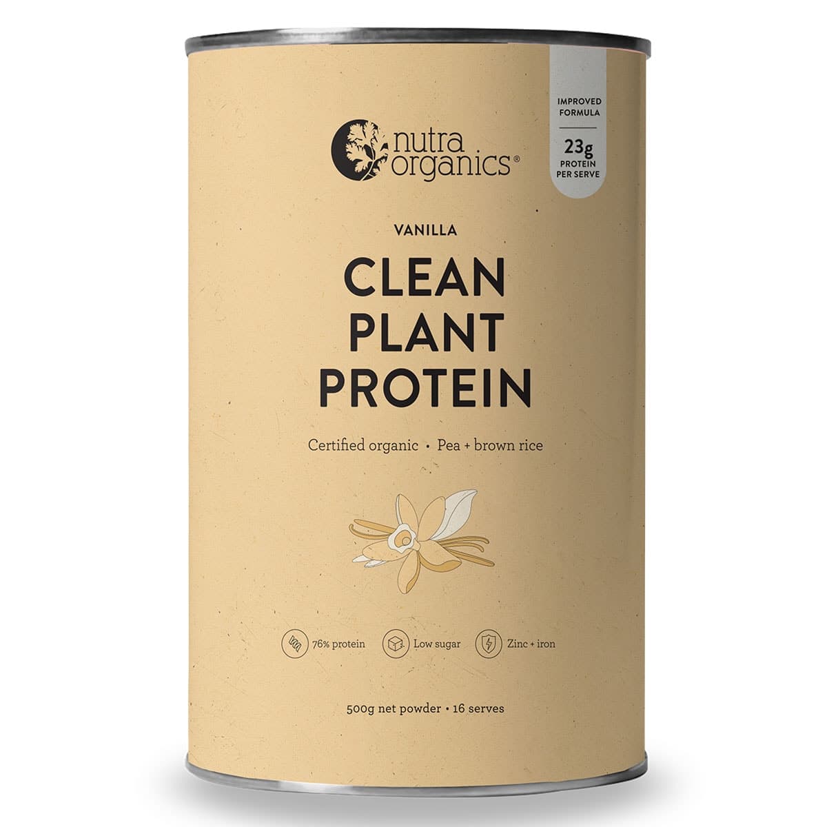 Nutra Organics Clean Plant Protein Powder Vanilla 500g