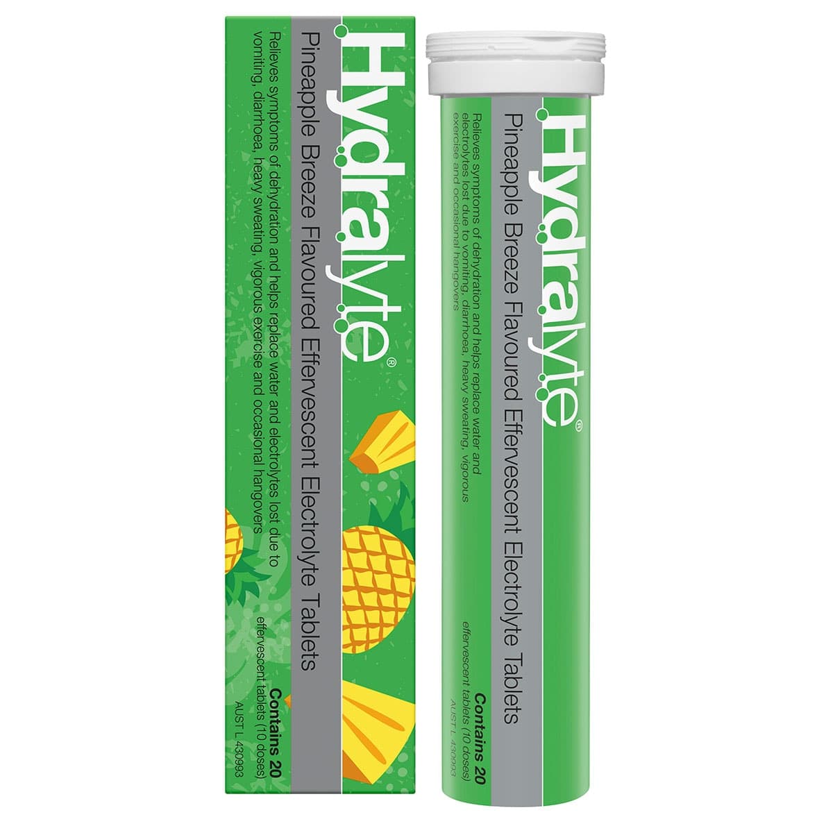 Hydralyte Effervescent Electrolyte Tablets Pineapple 20 Pack