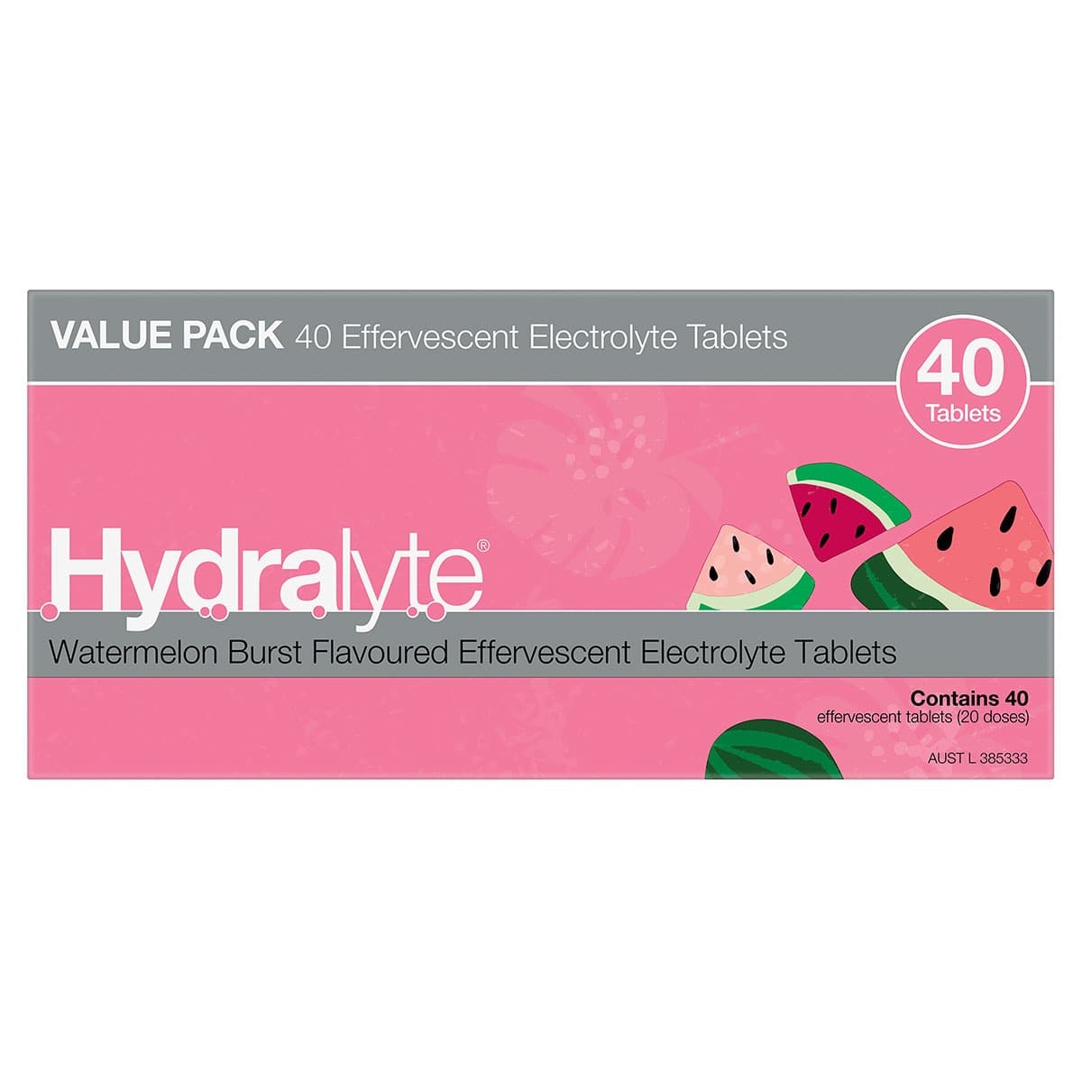 Hydralyte Effervescent Electrolyte Tablets Watermelon 40 Pack