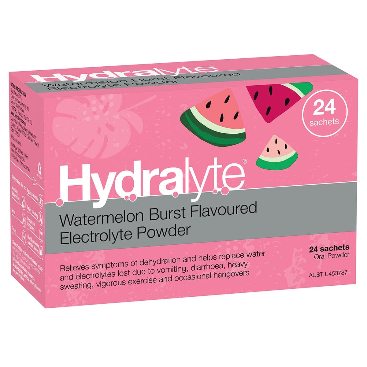 Hydralyte Electrolyte Powder Watermelon Burst 24 x 4.9g Sachets