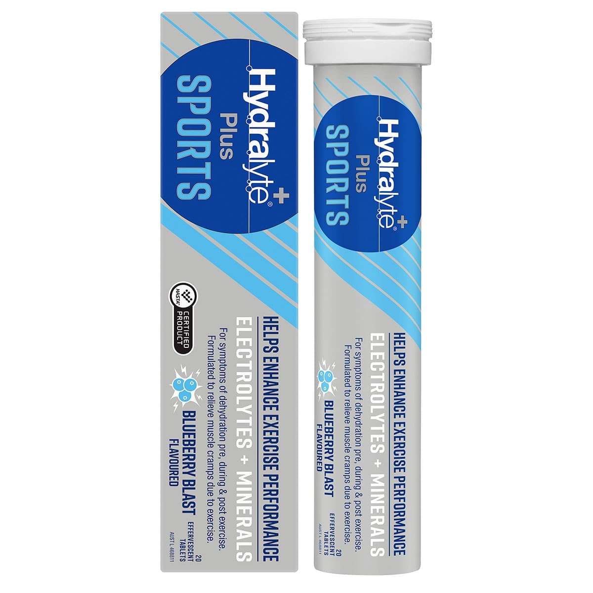 Hydralyte Plus Sport Effervescent Electrolyte Tablets Blueberry 20 Pack