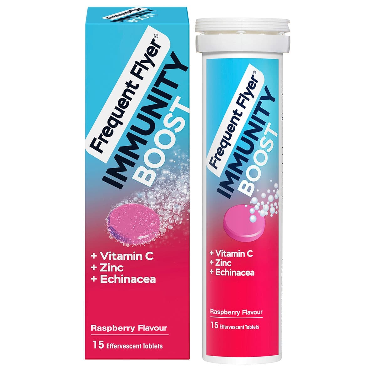 Frequent Flyer Immunity Boost Effervescent Tablets Raspberry 15 Pack