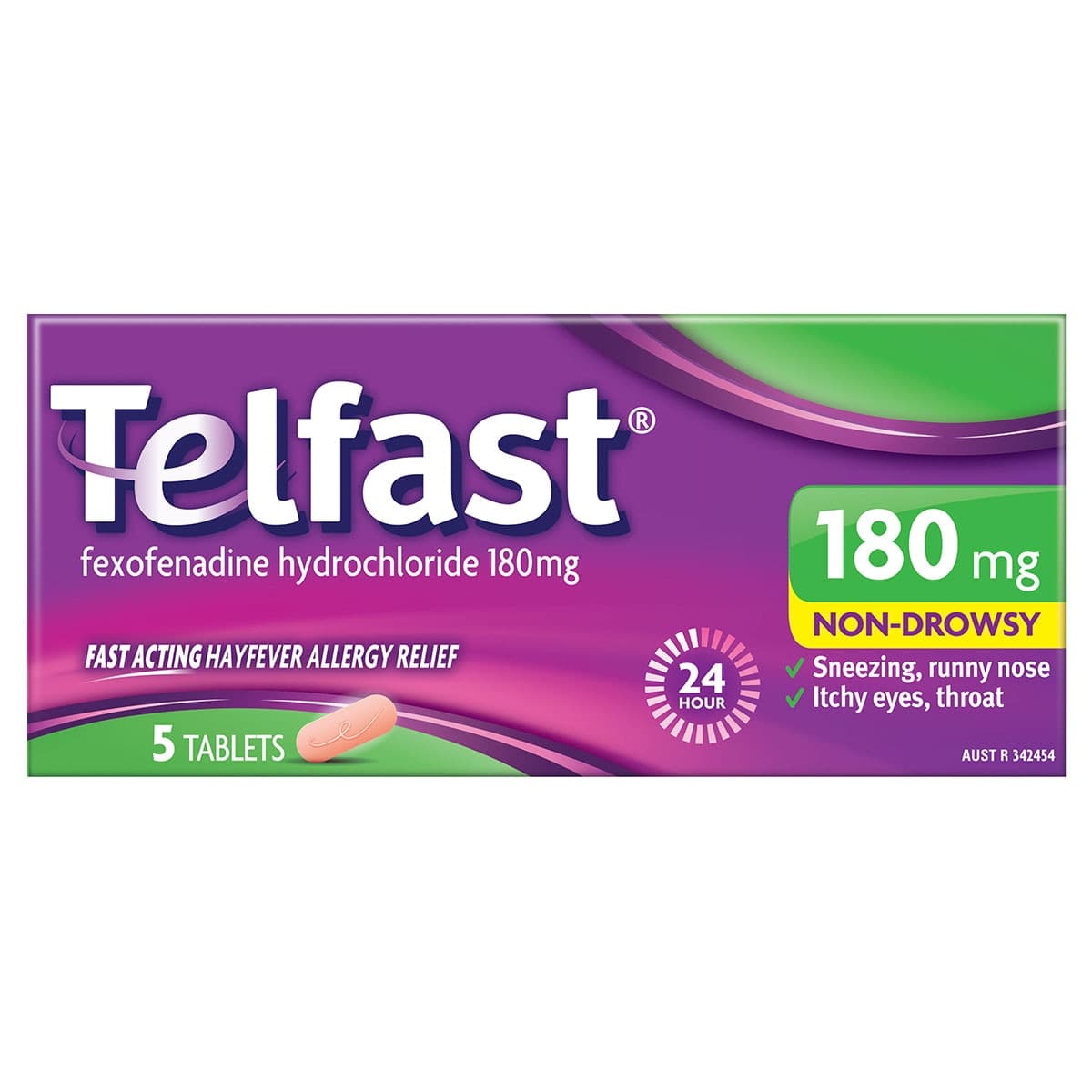 Telfast Allergy & Hayfever Relief 180mg 5 Tablets