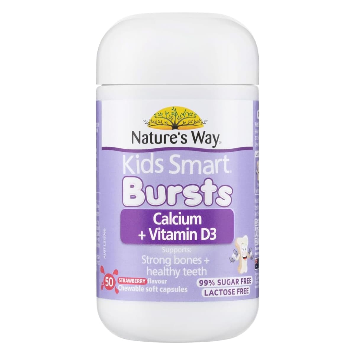 Nature's Way Kids Smart Bursts Calcium + D3 50 Chewable Capsules