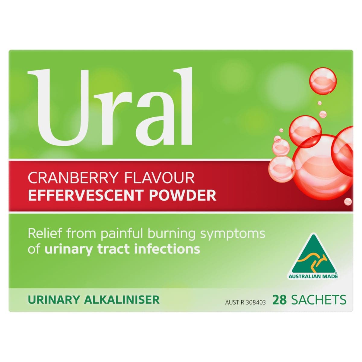 Ural Effervescent Powder Cranberry 28 x 4g Sachets