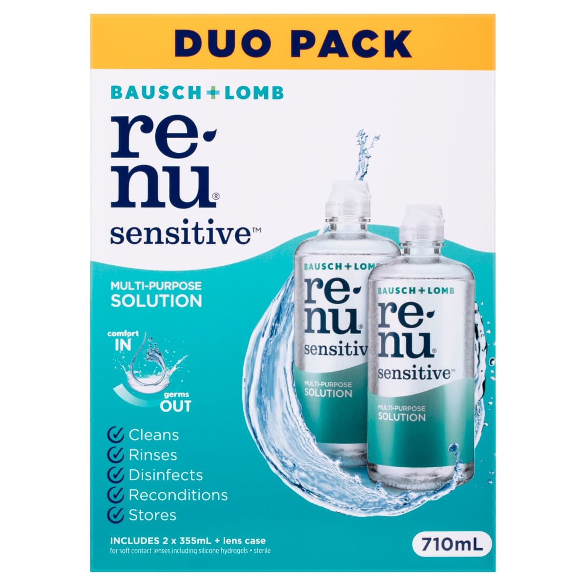 Bausch & Lomb Renu Sensitive Contact Lens Solution 2 x 355ml