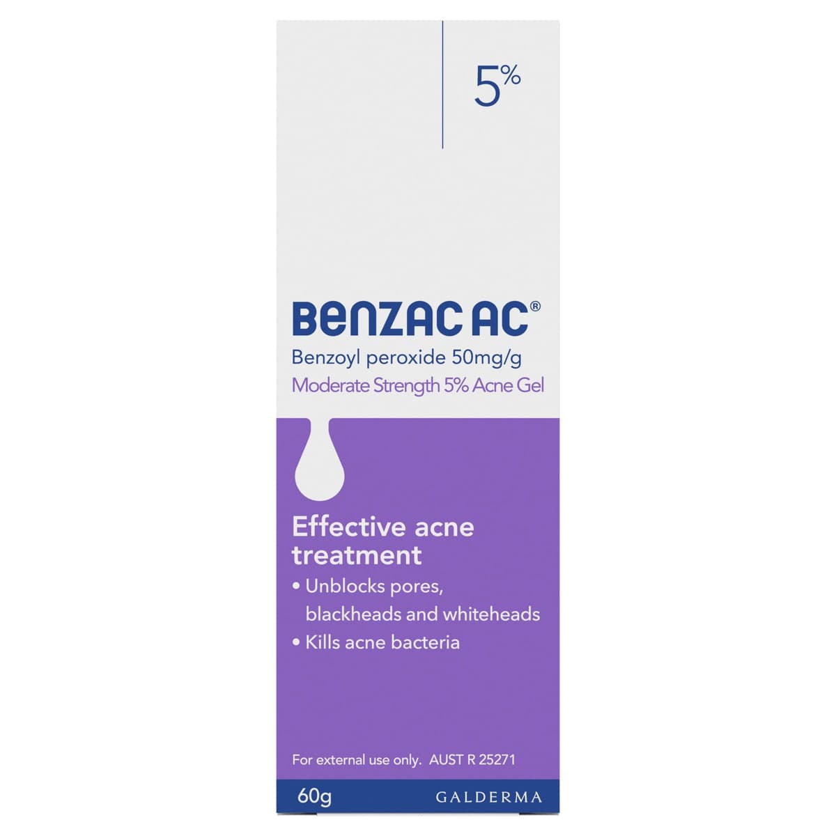 Benzac AC Moderate Strength 5.0% Acne Gel 60g