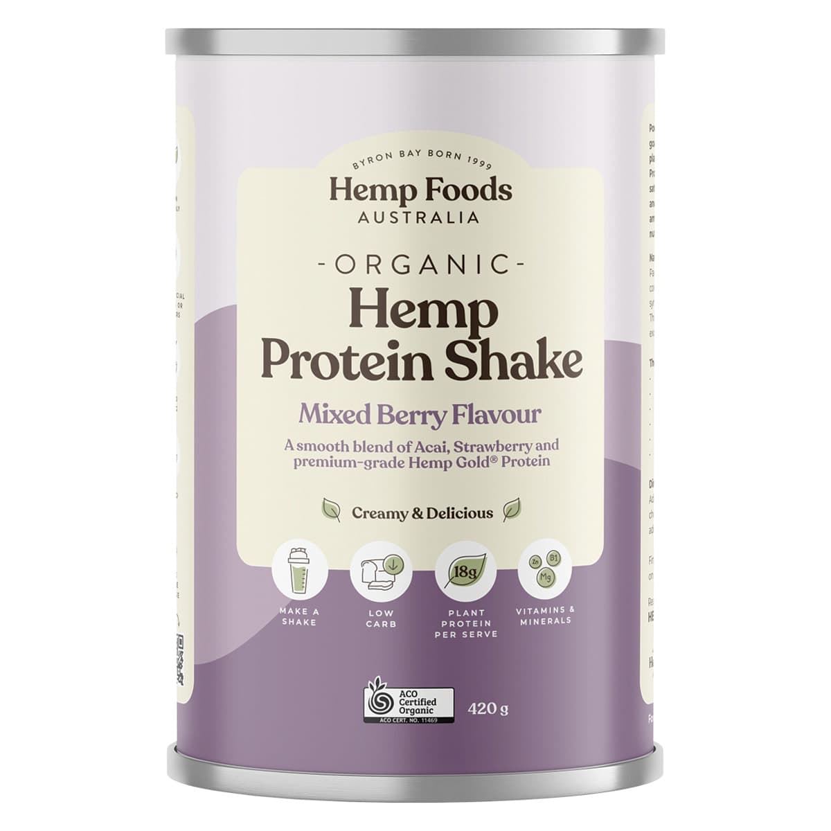 Hemp Foods Australia Organic Hemp Protein Mixed Berry & Acai 420g