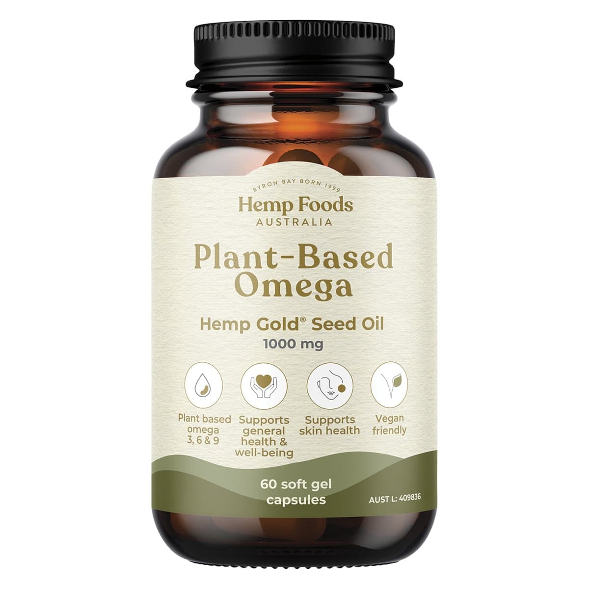 Hemp Foods Australia Plant-Based Omega with Hemp Gold Seed Oil 60 Capsules