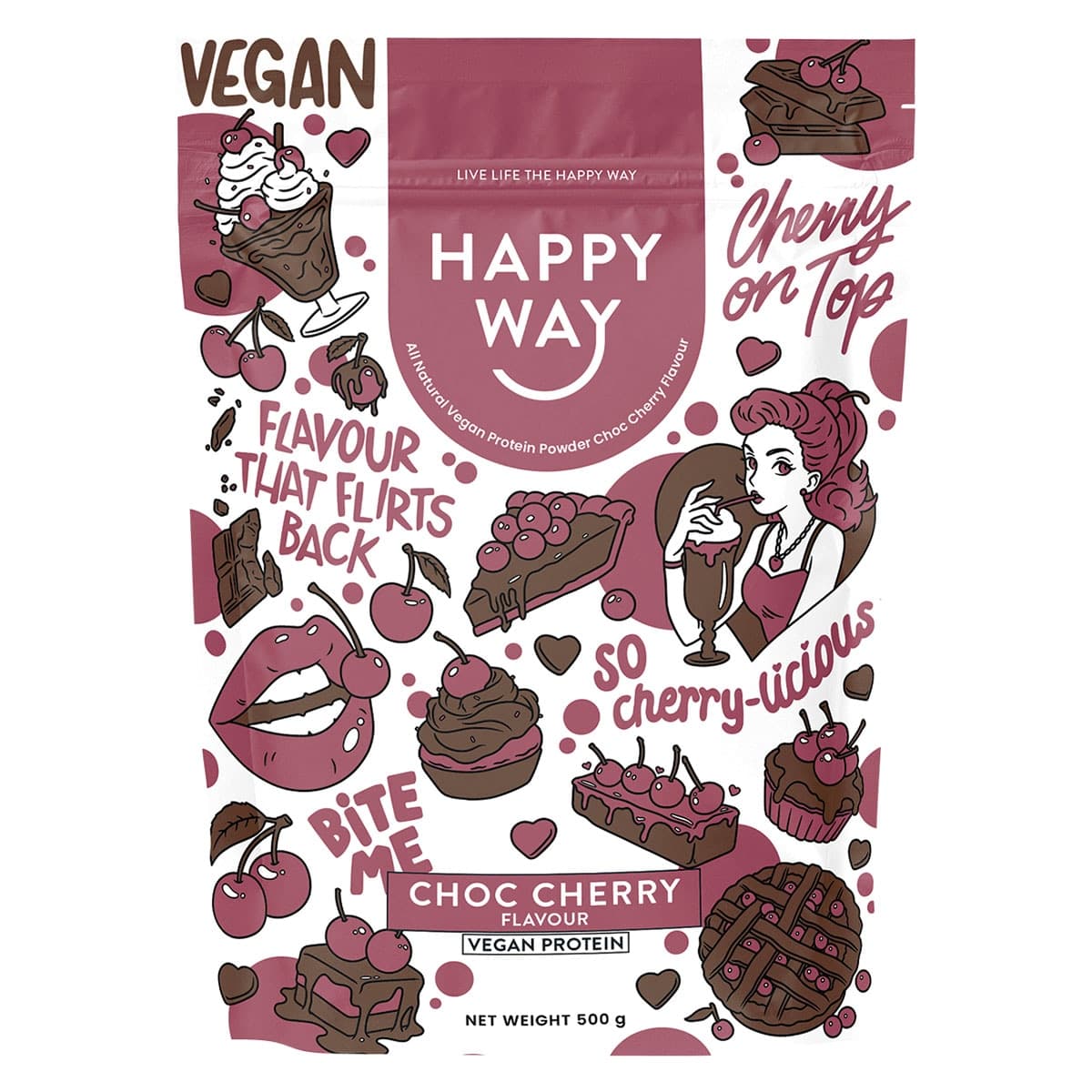 Happy Way Vegan Protein Powder Choc Cherry 500g