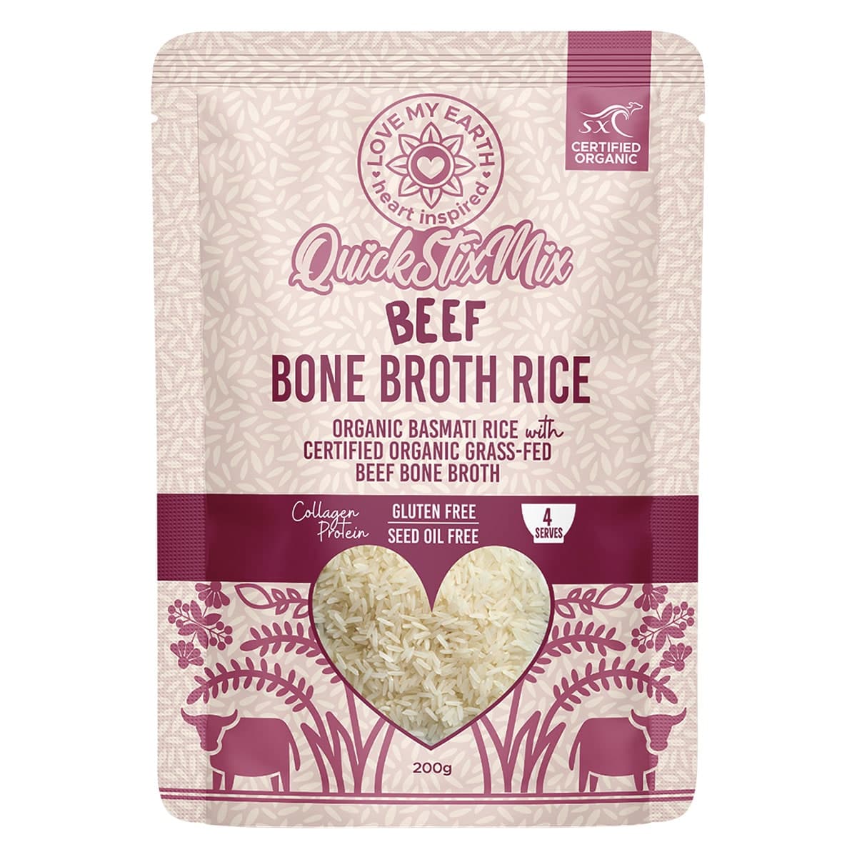 Quick Stix Mix Organic Bone Broth Rice Beef 200g