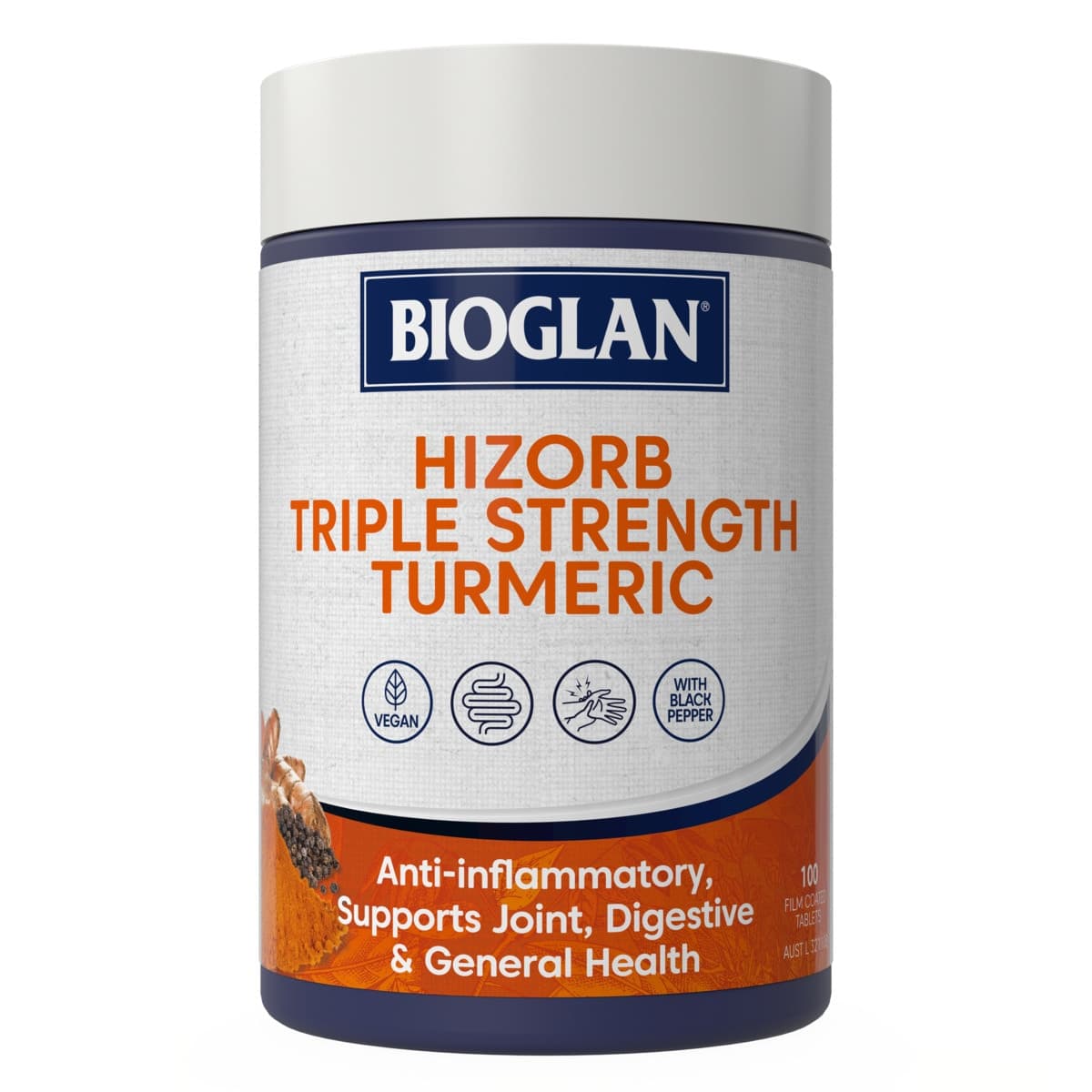 Bioglan Hi-Zorb Triple Strength Turmeric 100 Tablets