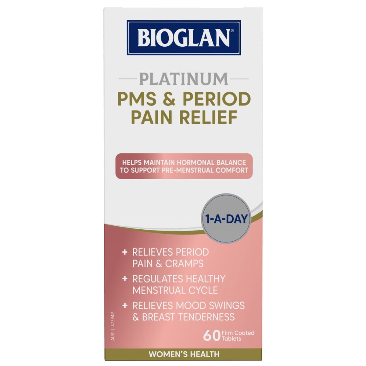 Bioglan Platinum PMS + Period Pain Relief 60 Tablets