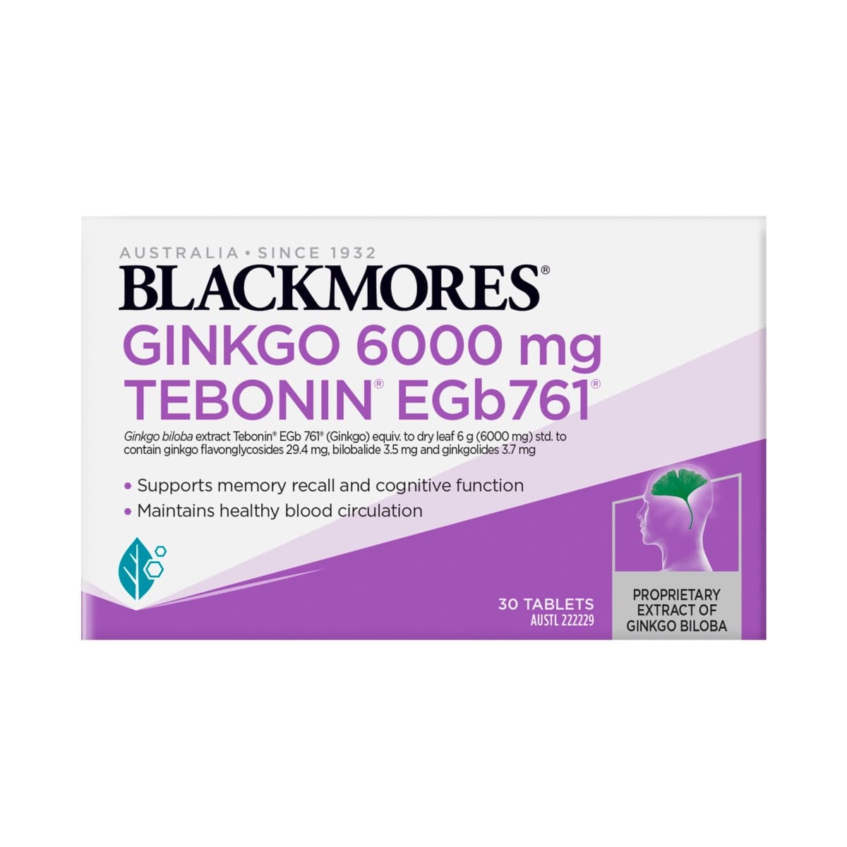 Blackmores Ginkgo 6000mg Tebonin Egb 761 - 30 Tablets