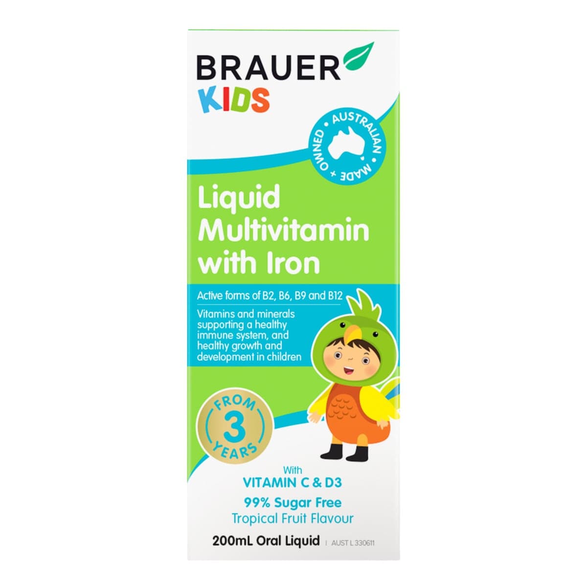Brauer Kids Liquid Multivitamin with Iron 200ml