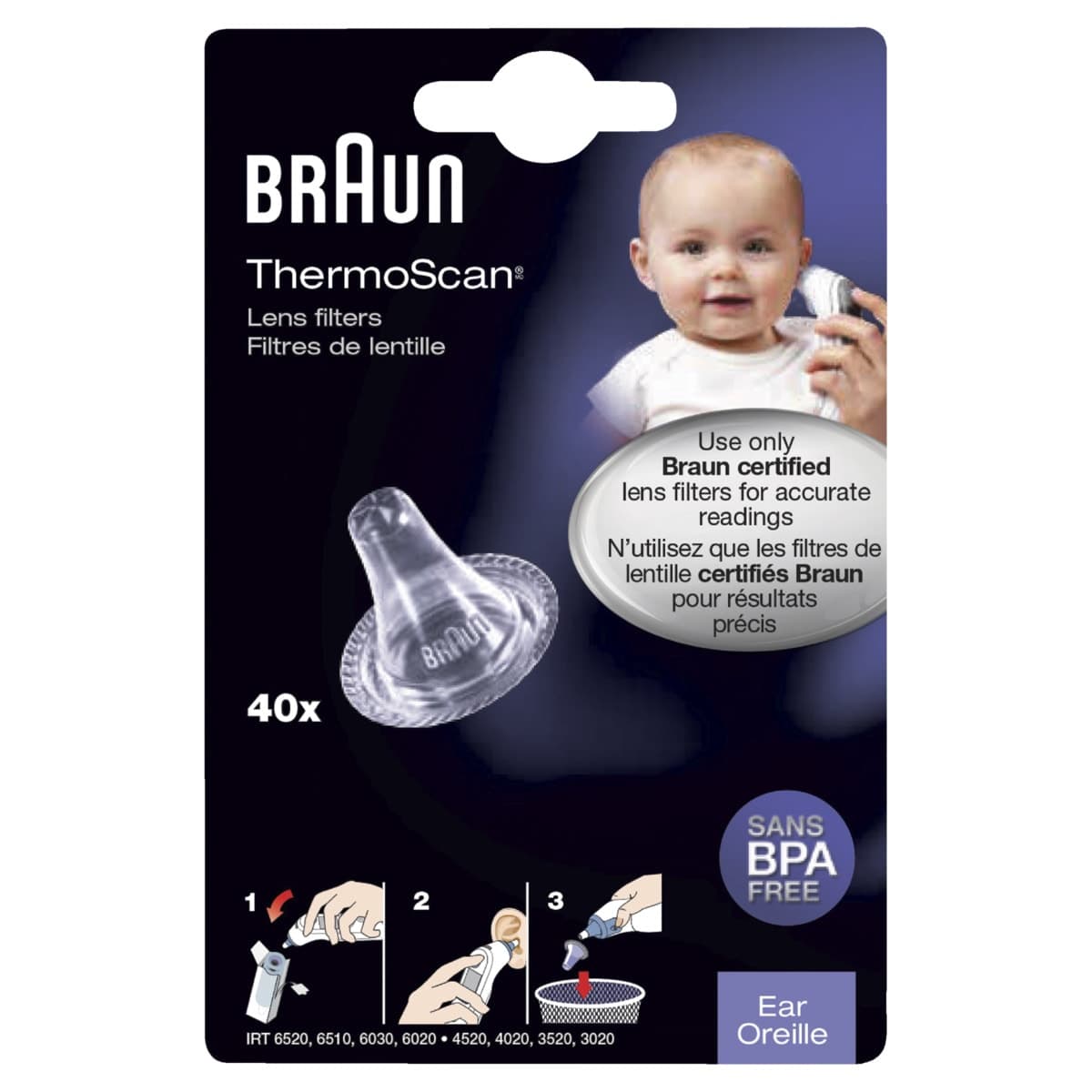 Braun ThermoScan Ear Thermometer Lens Filters 40 Pack