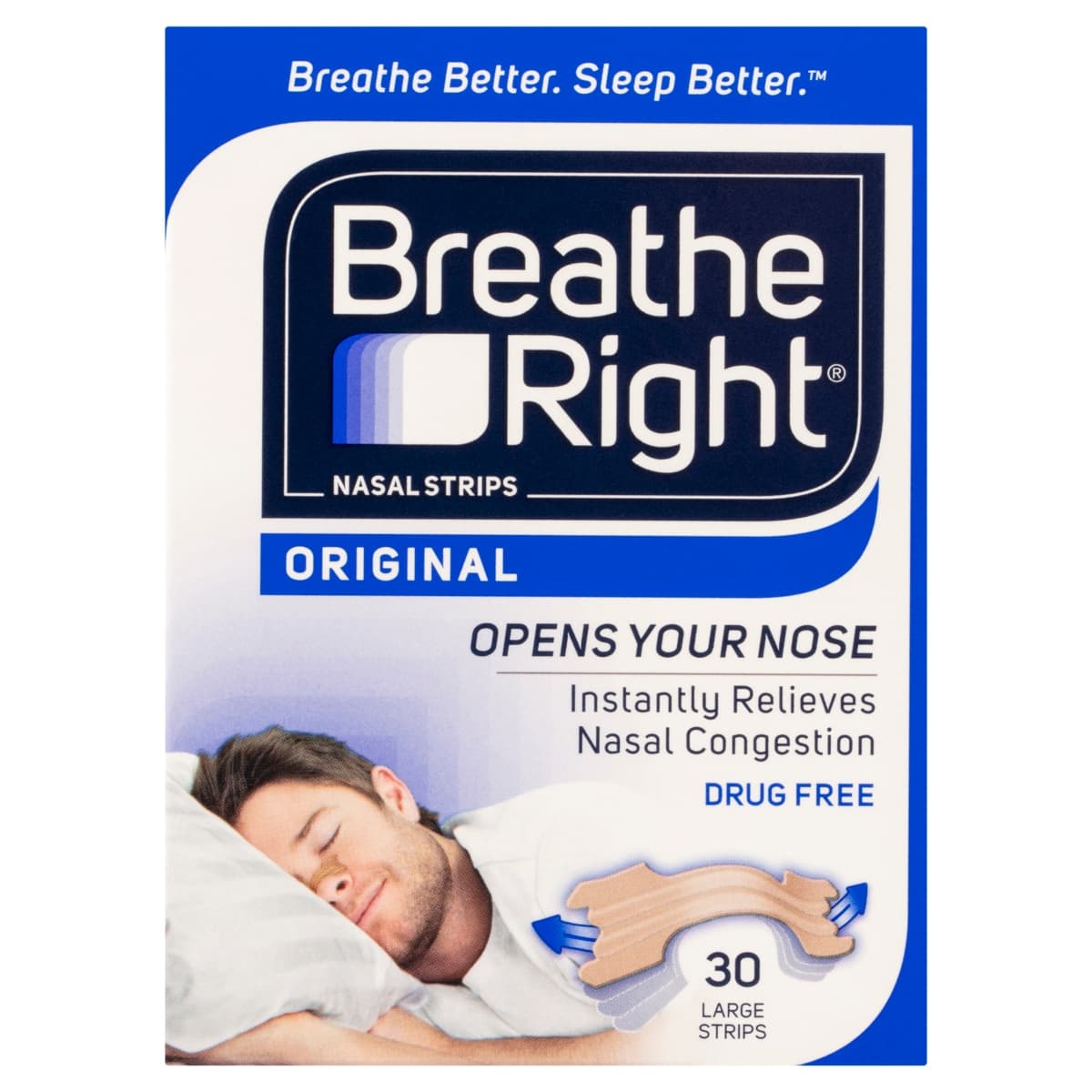 Breathe Right Nasal Strips Original Tan L 30 Pack