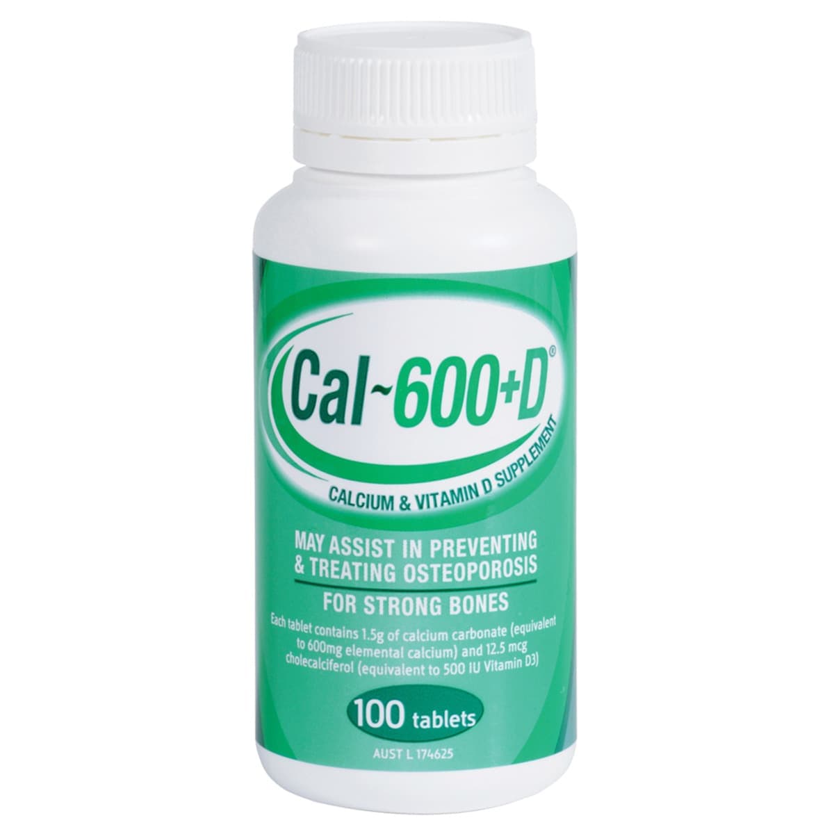 Cal-600+D Calcium + Vitamin D 100 Tablets
