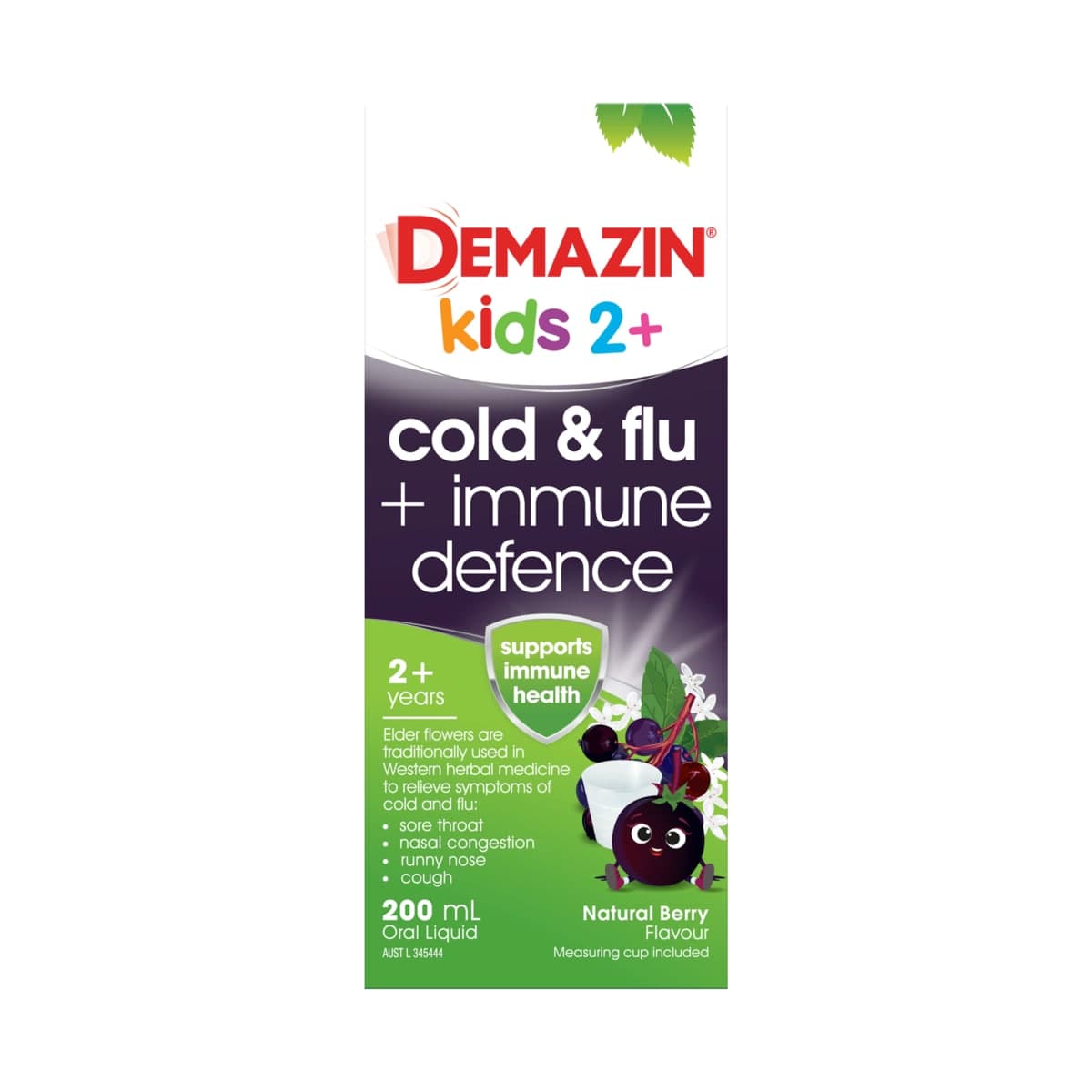 Demazin Kids 2+ Cold & Flu + Immune Defence Syrup Berry 200ml