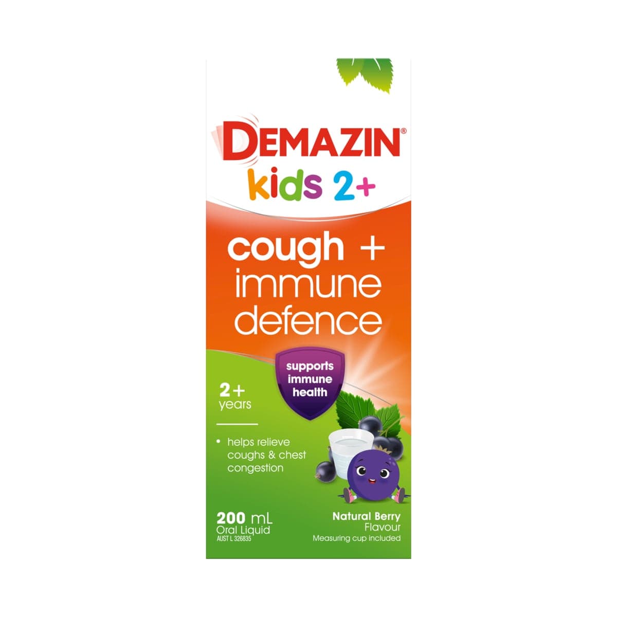 Demazin Kids 2+ Years Cough + Immune Defence Syrup Berry 200ml