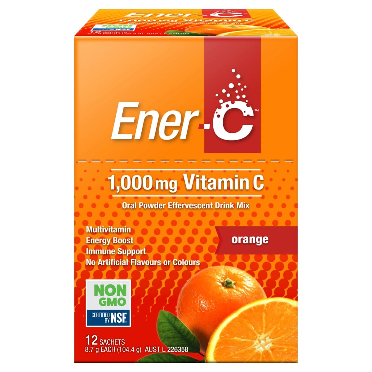 Ener-C 1000mg Vitamin C Orange Flavour 12 Sachets